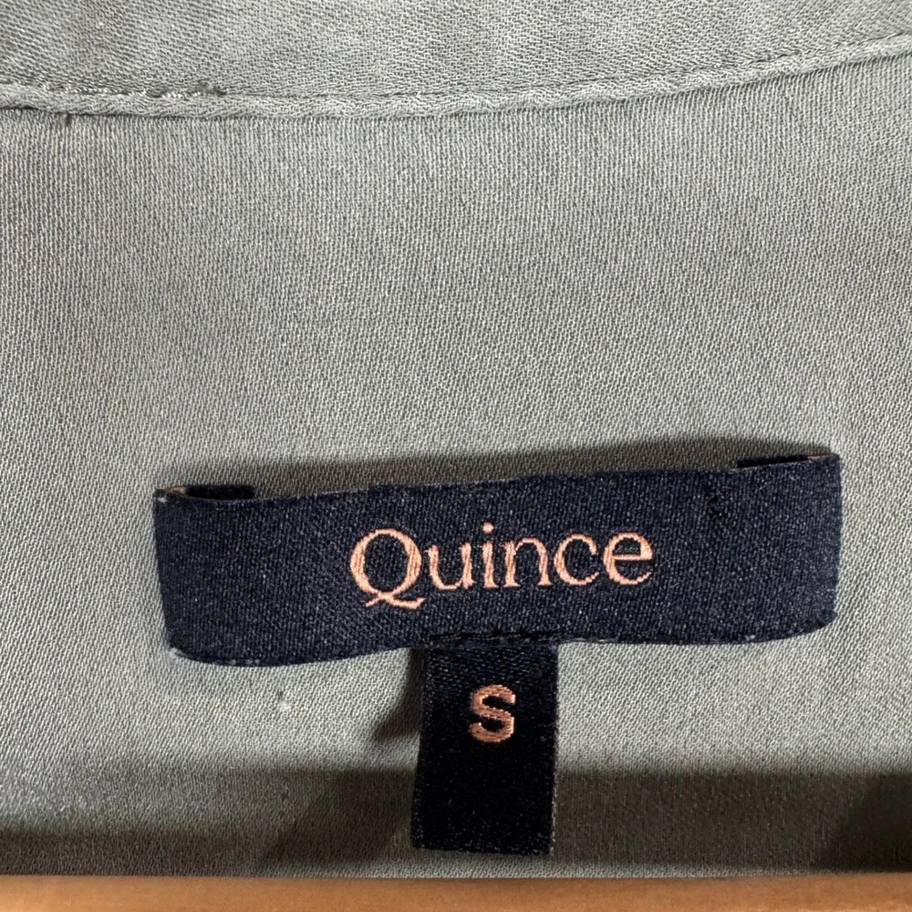 Quince Washable Stretch Silk Notch Collar Blouse Moss Green Womens S Luxury